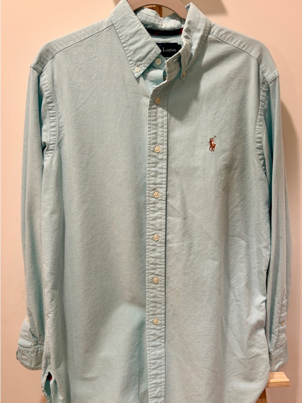 Ralph Lauren Polo Button Up Long Sleeve Aqua Green Size Large Classic Fit